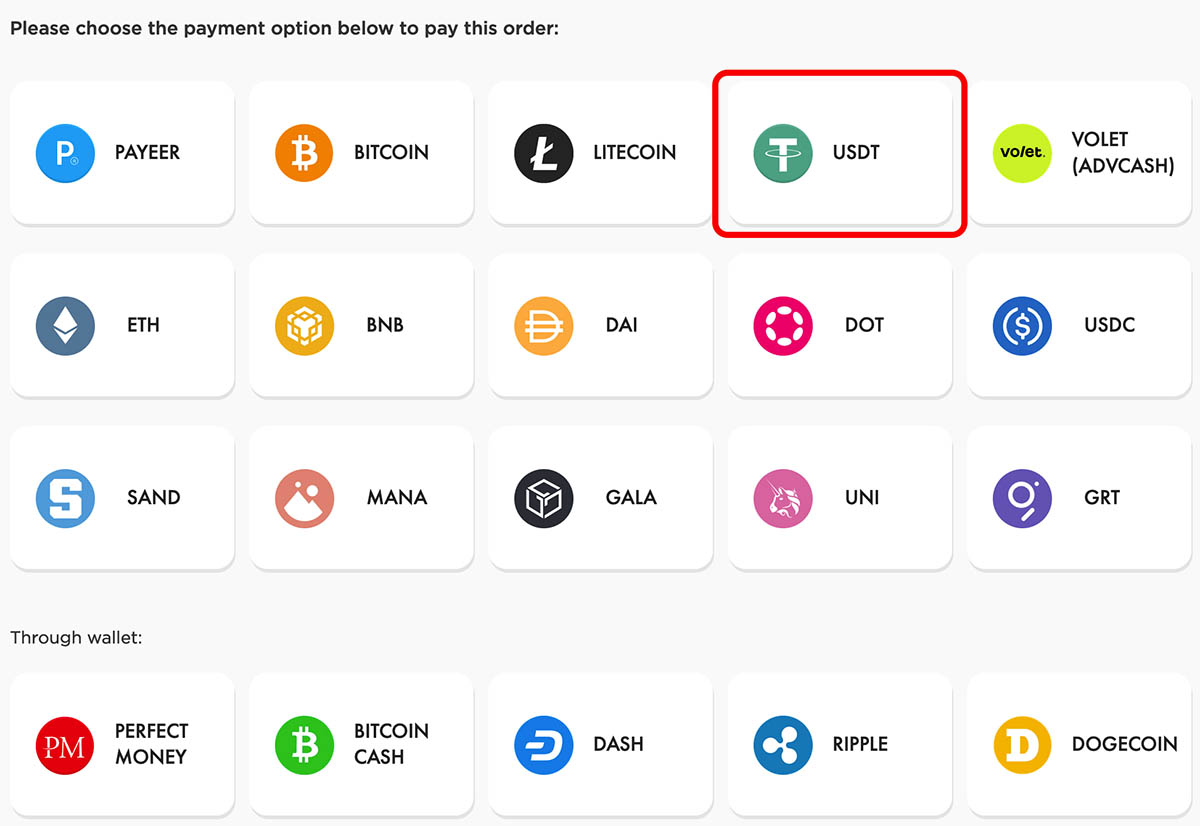 Buy Hosting and Domain with USDT